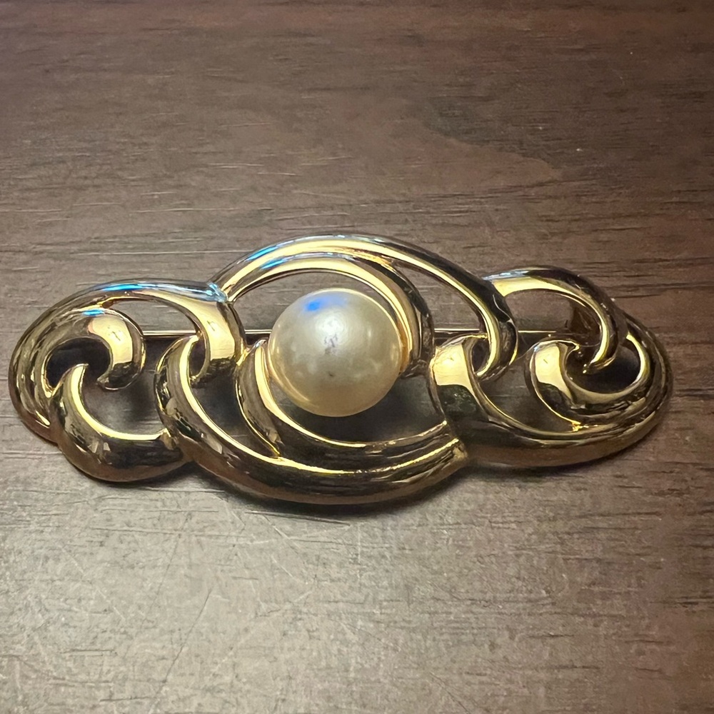 Napier Gold-Tone Faux Pearl Brooch